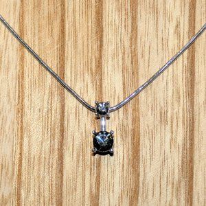 Vintage Rhinestone Pendant Necklace Silver Tone Chain Simple Elegant Signed A